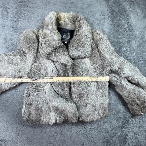 Vintage Rabbit Fur Cropped Jacket Gray Real Fur 70s 80s Women XS/S - Picture 6 of 11